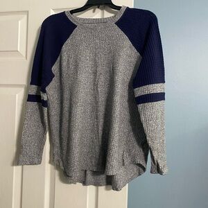 American Eagle Outfitters Gray and Navy Long Sleeve Top
